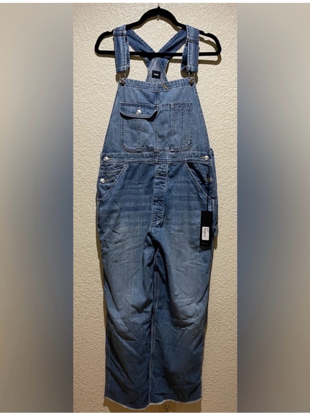 NWT Anthropologie Edwin Sadie Utility Denim Overalls RipTide Size L - Picture 4 of 10